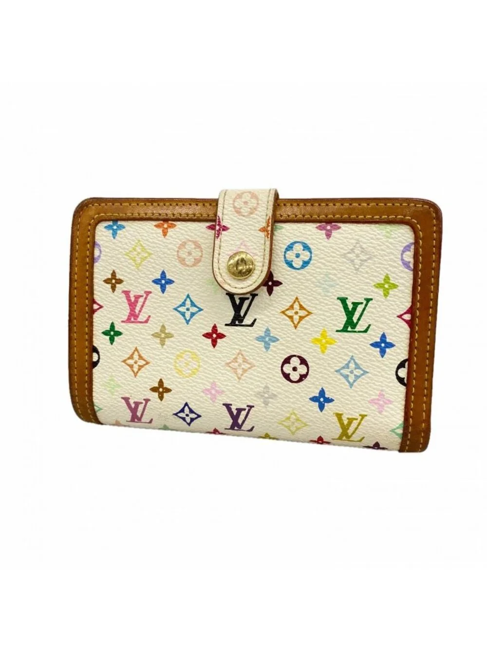 Louis Vuitton Wallet Monogram Multicolor Porte-Monnaie Vier Viennois Blanc